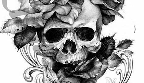 a drawing of a skull with flowers and butterflies on it's head is shown