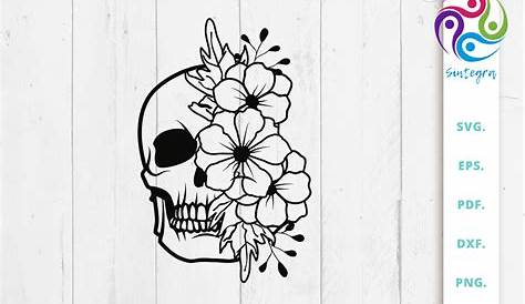 Skull With Flowers Svg Cut File – Crella