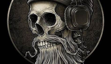 Skull with Hat Beard and Mustache Stock Illustration - Illustration of
