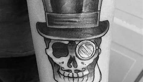 Tribal Skull Tattoo - Skull Wearing Top Hat - 543x640 PNG Download - PNGkit