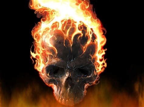 skull on fire art