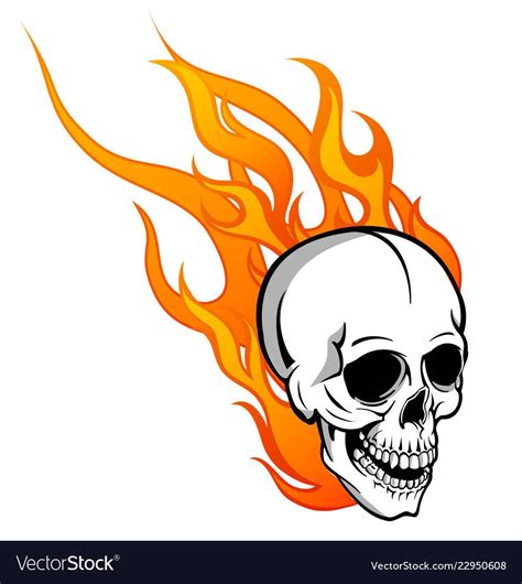 skull on fire drawing easy