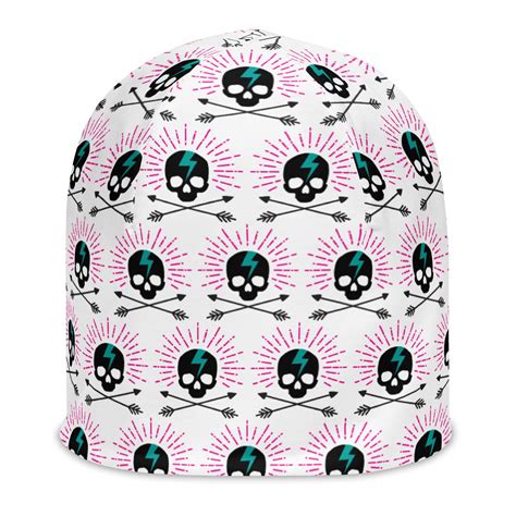 Skull White Beanie