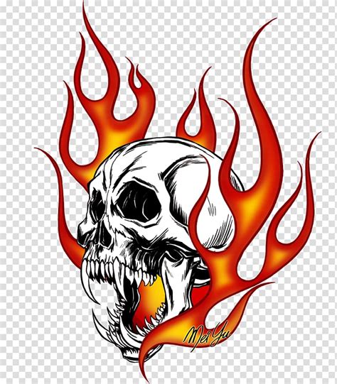 skull with flames clipart
