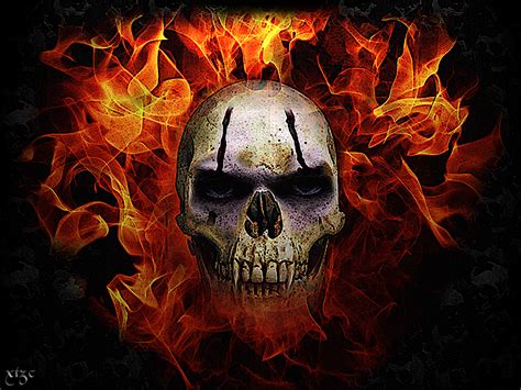 skulls with flames image