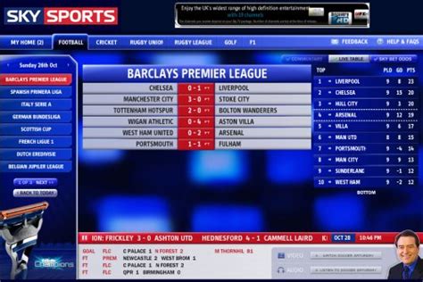 sky live scores football