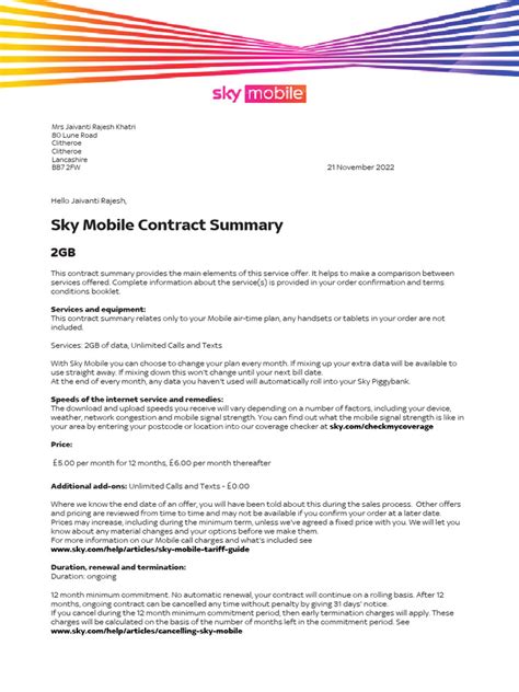 sky mobile contract