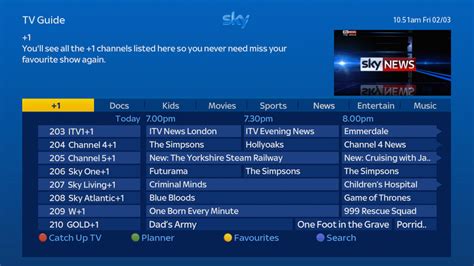sky tv schedule today