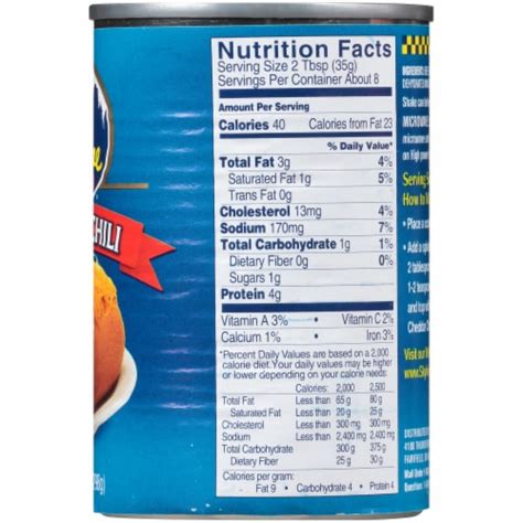 skyline chili can nutrition facts