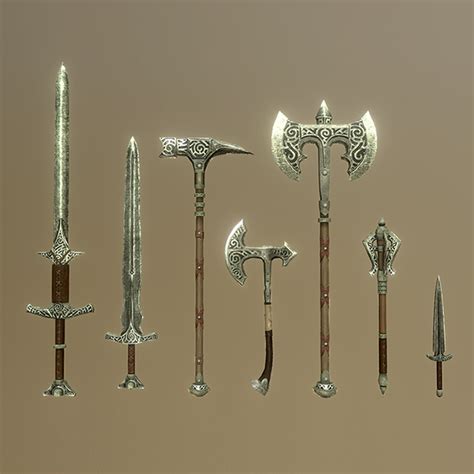 Skyrim Weapons Full Scale 2D Printables