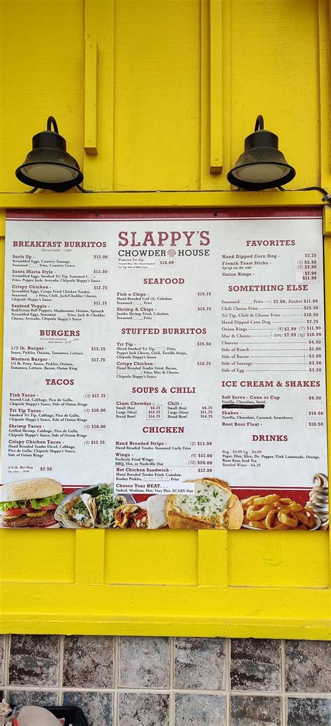 Slappys Chowder House Menu