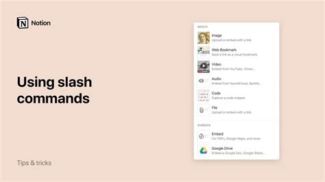 slash commands for notion