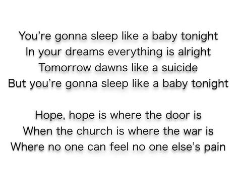 Sleep Like A Baby Tonight Lyrics