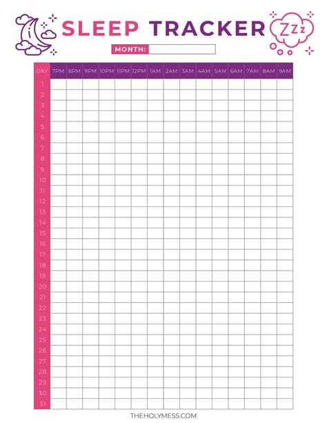 Sleep Tracker 1 Page Instant Download PDF Printable Etsy