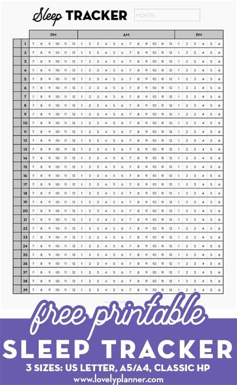 Sleep Tracker Printable Free