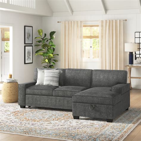URHOMEPRO Sectional Sofa Sleeper with Reversible Chaise, Modern