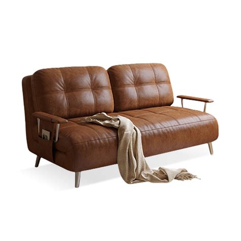 Sleeper Sofa Brown Faux Leather