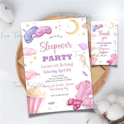 slumber party invitation / girls slumber party invitations / sleepover
