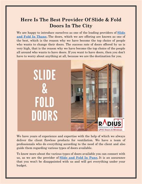 Slide And Fold Installation Guide