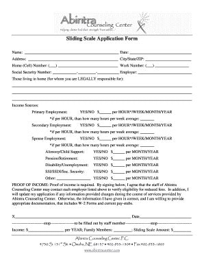 Sliding Scale Application Template
