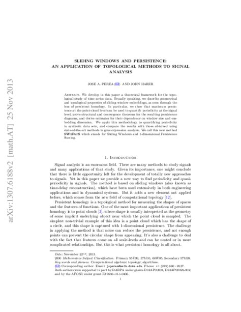 Sliding Windows And Persistence An Application Of Topological Methods To Signal Analysis