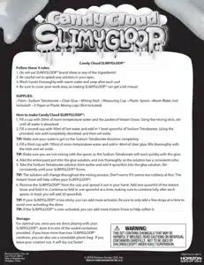 Slimygloop Laboratory Printable Instructions