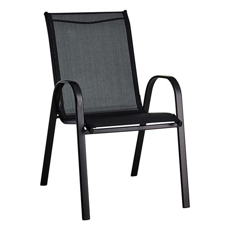 Hampton Bay Mix & Match Sling Stacking Patio Dining Chair in Café The