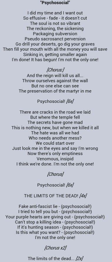 slipknot - psychosocial lyrics
