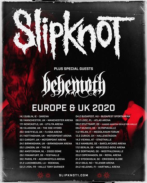 slipknot most recent upcoming tour
