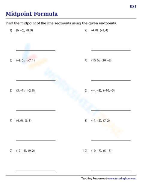 Slope Distance Midpoint Math Worksheets