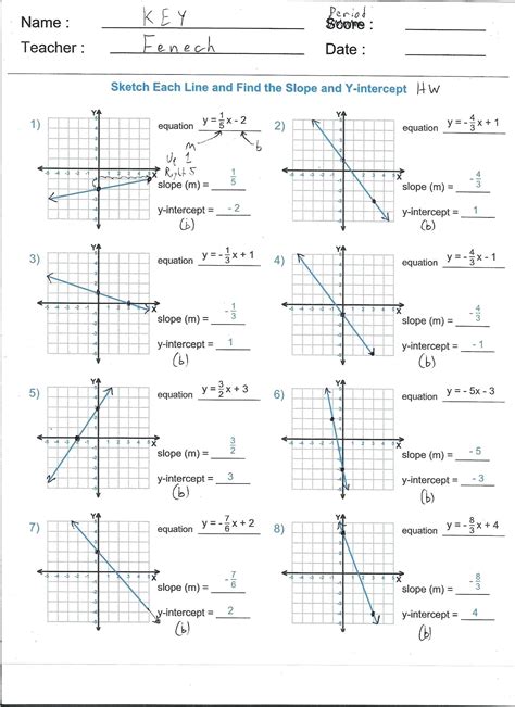 slope of a line worksheet grade 8 with answers