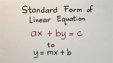 slope of linear equation in standard form