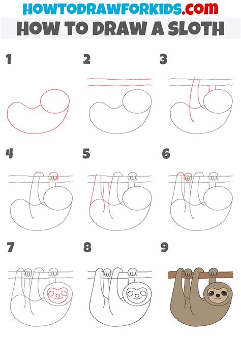 How To Draw A Cartoon Sloth Art For Kids Hub