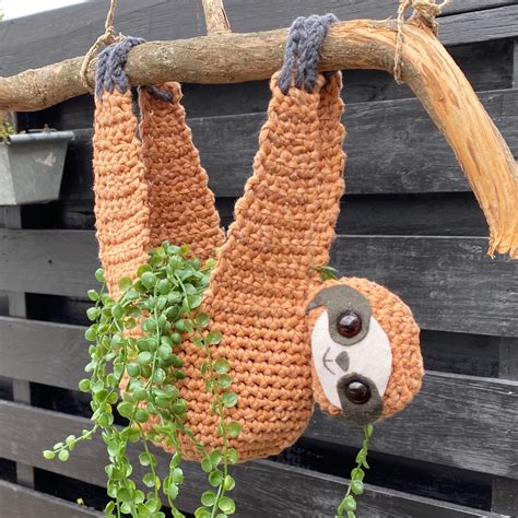 Crochet Sloth Plant Hanger Etsy