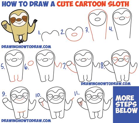 How to Draw a Sloth Bear printable step by step drawing
