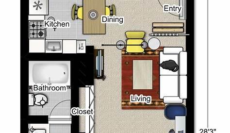 1 bedroom apartment floor plans 500 sf | DU Apartments - Floor Plans