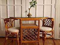 Vintage 60s Rattan Bamboo Dining Table Set for 2 House of Palm