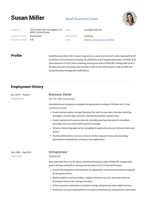 26 Small Business Owner Resume Examples Sample Resumes