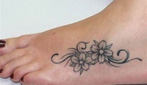 Small Flower Tattoo On Foot , Design For Woman