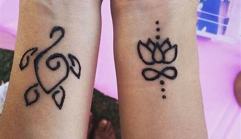 Small henna wrist tattoos ) sea turtle and lotus infinity