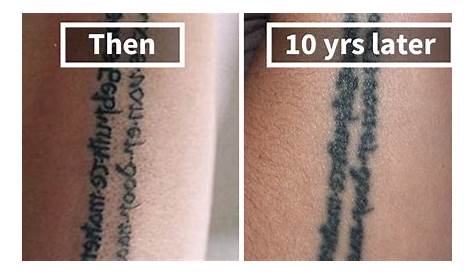 What happens to Too Small Text Tattoos, over time. Above