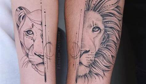 Small Lion And Lioness Tattoo ess, Wrist s, Soulmate s, Black