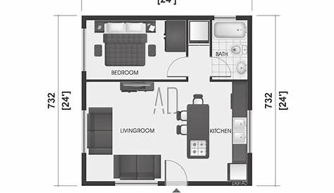 one bed floor plan | Interior Design Ideas