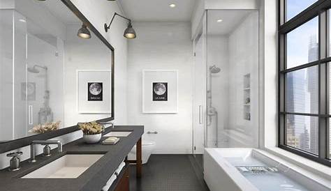 Narrow Modern Rectangular Bathroom Layout