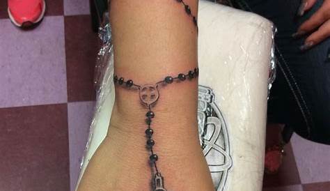 Small Rosary Tattoo On Wrist ,