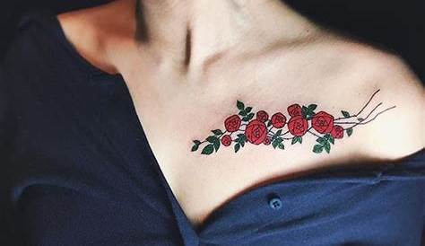 rose tattoo, collarbone Small rose tattoo, Rose neck