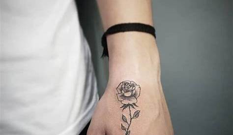Cool Unique Black Single Rose Finger Hand Tattoo Ideas for