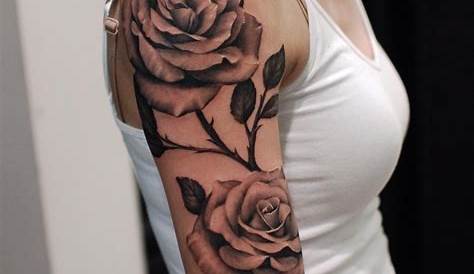 Small Rose Tattoo On Upper Arm Single Needle The Left Inner .