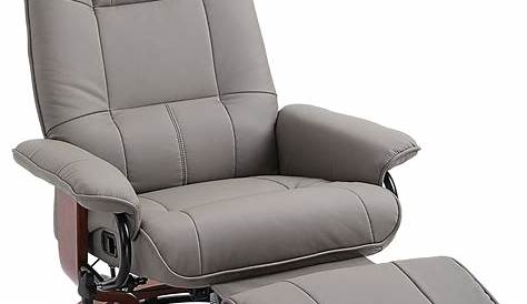 Small Swivel Recliner Chair For Bedroom Faux Leather Adjustable Manual Base With