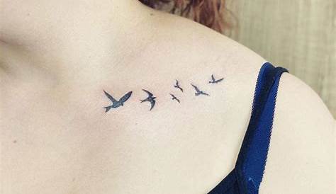 Small Tattoo Shoulder Dandelion Flying Bird . Blurmark